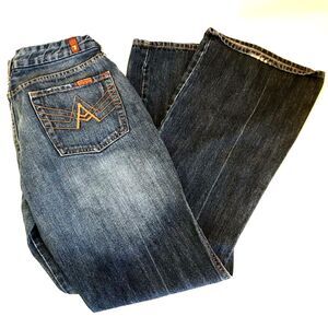 7 For All Mankind Vintage Blue Jeans Boot Flare Orange A Pocket 31 Boho U130061U